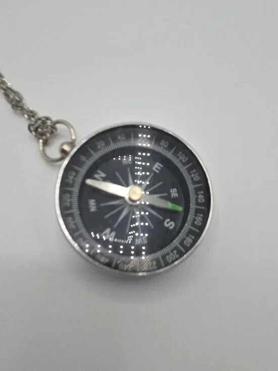 Reversible Silver Compass Pendant | Celestial Moon & Stars - Picture 5 of 6